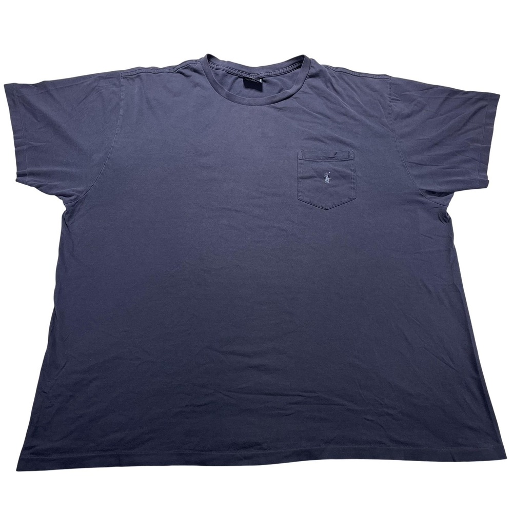 Vintage Polo Ralph Lauren T Shirt Mens 2XL Blue Pocket Pony Tee Cotton Made USA